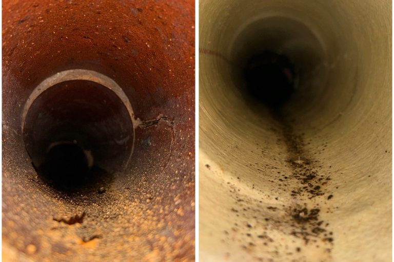 Rohrsanierung 2 Rohre vor und nach der Rohrsanierung