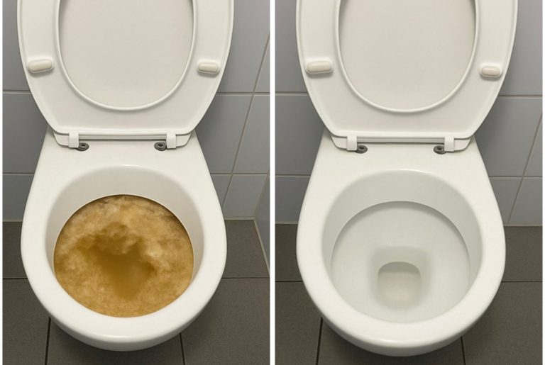Rohrreinigung 2 Tioletten vor und nach der Rohrreinigung